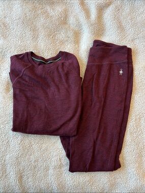 Smartwool Women's Maroon Merino Top and Leggings Set
